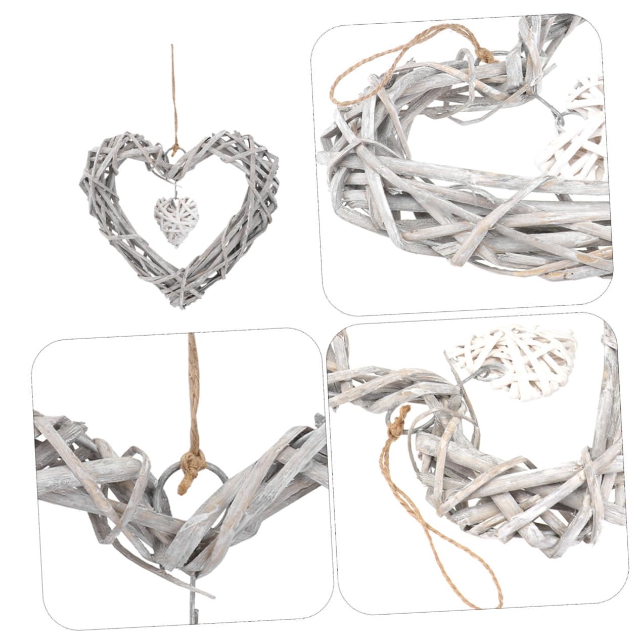 IMIKEYA 4pezzi Ghirlanda di Cuori in Vimini da Appendere Ornamento in Rattan Forma di Cuore per Decorazioni Natalizie e Feste Decorazione Unica per Casa Eventi