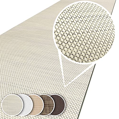Tapis d'extérieur imperméable pour balcon, terrasse, couloir, tapis de sol - Résistant aux intempéries, crème, lavable, 100 x 50 cm