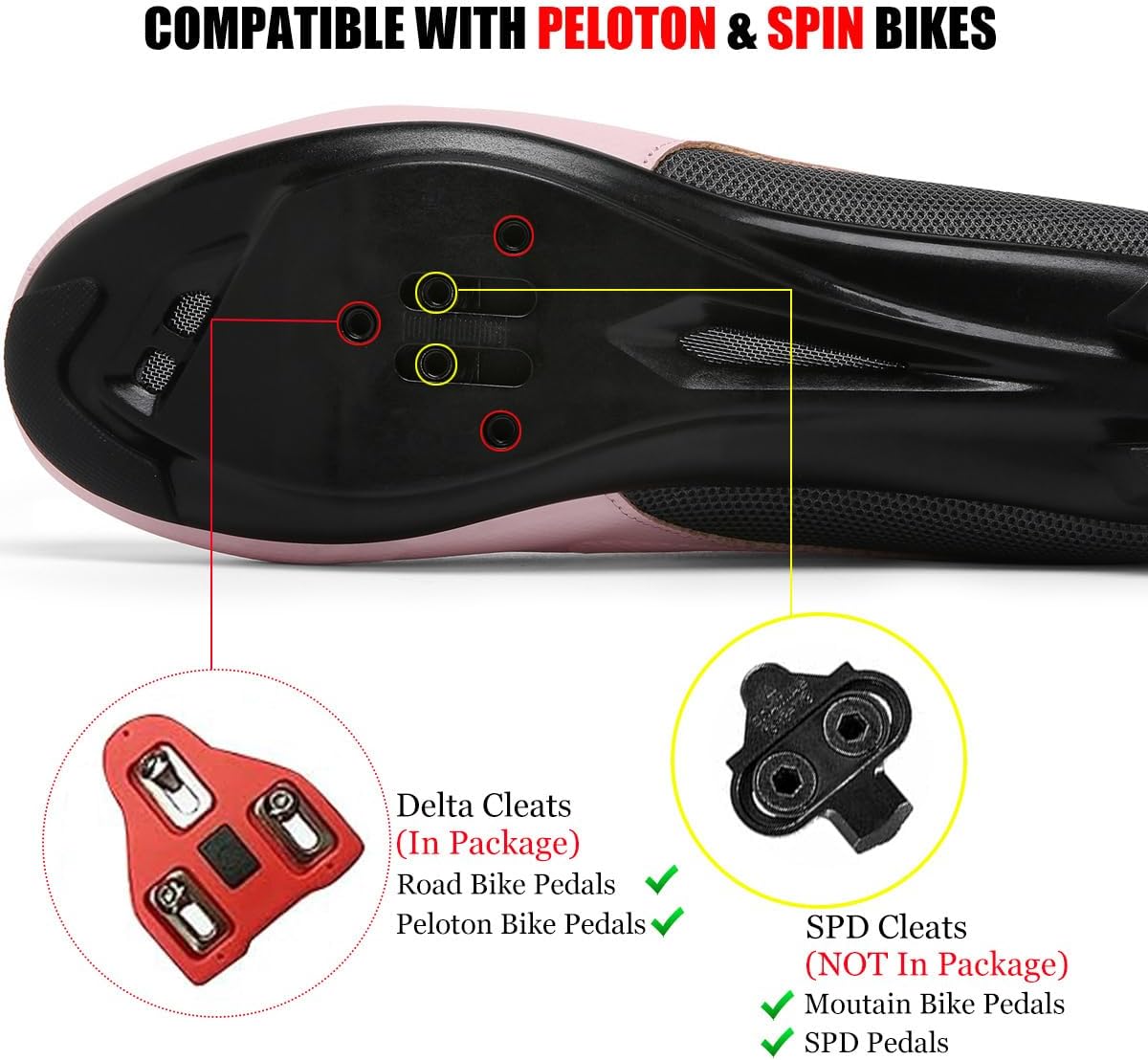 Womens Cycling Shoes Compatible with Peloton Indoor Road Bike Riding Shoes Pre-Installed Delta Cleats Clip Outdoor Pedal - Image 3