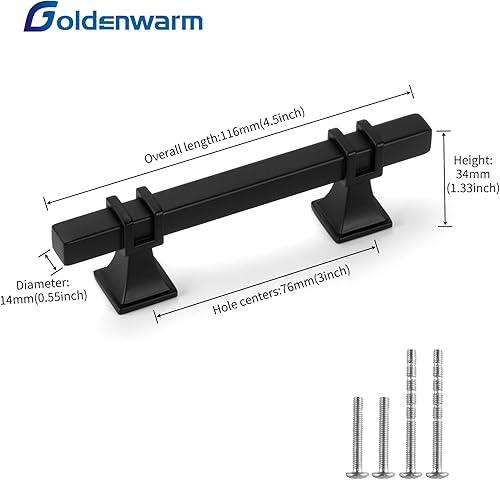 Miniatura 2 de goldenwarm Paquete de 25 tiradores cuadrados de cajón negros de 3 pulgadas, tiradores de gabinete color negro mate para cajones de escritorio,