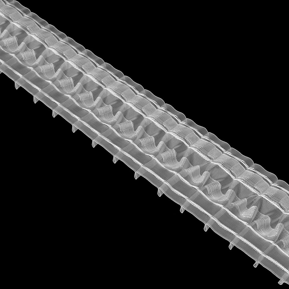 Oz-Is Dar Tekstil Gardinenband 50 Meter Wellenfalten 80 mm, Universell, mit Querfaden, 100% Polyester, Transparent Faltenband zum Annähen für Vorhänge und Gardinen 3948MP