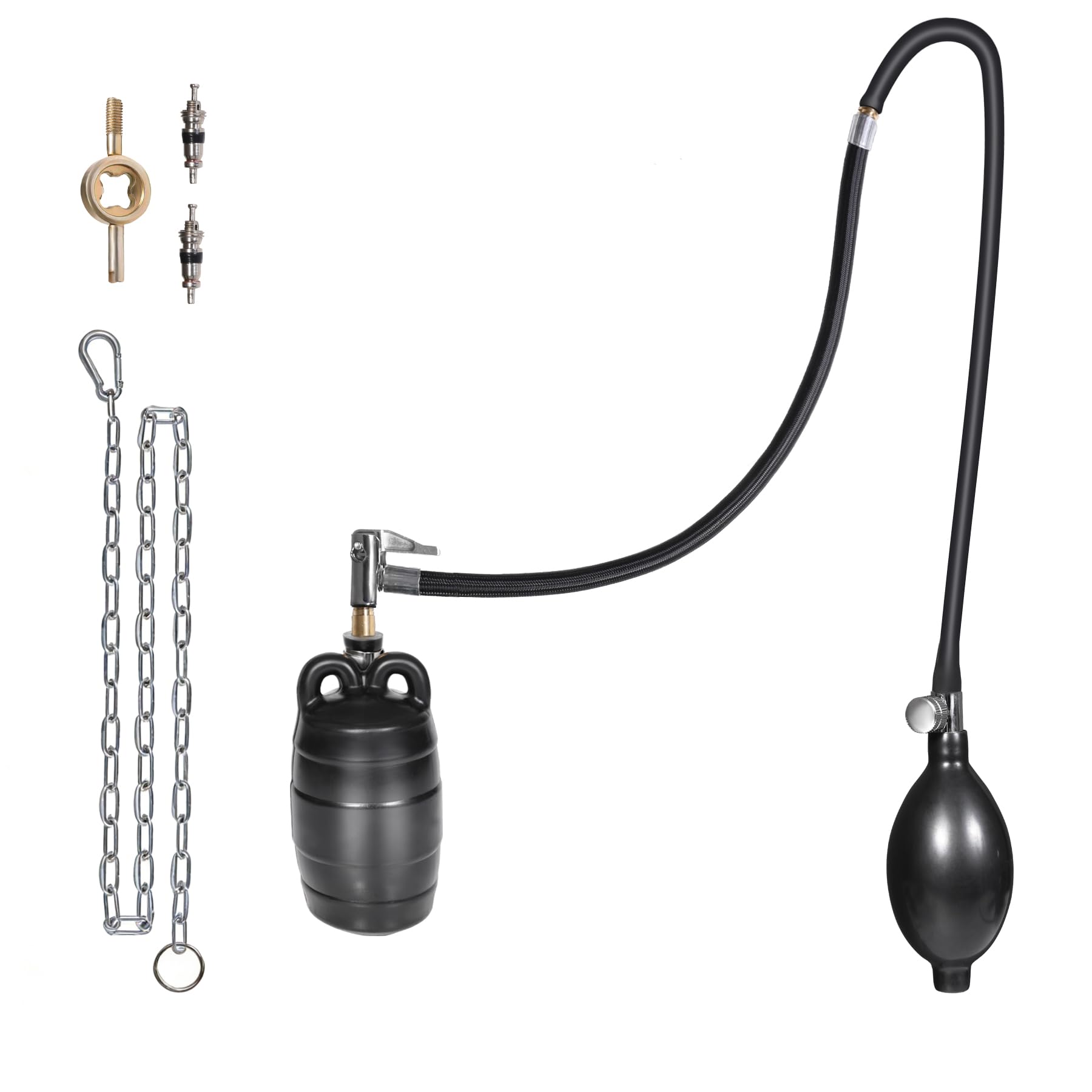 2 Inch Inflatable Pipe Plug Balloon Kit with Extension Hose,Safety Chain &amp; Pump, Rubber Sewer Test Ball for Drain Blocking, Plumbing Pressure Testing/Leak Detection(Fits 1.8"-2.2" Pipes)