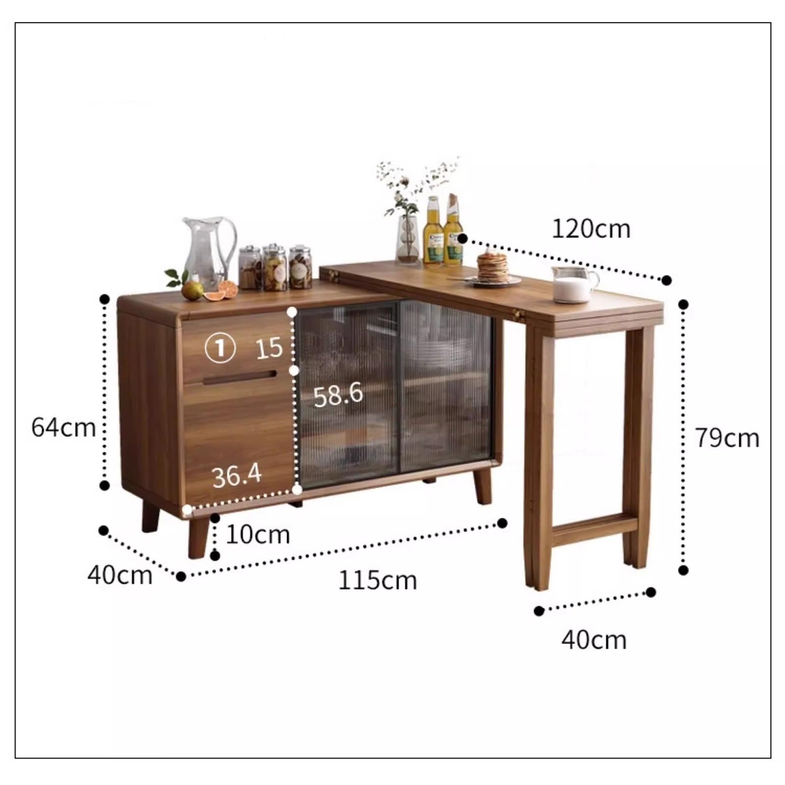 Zf9tBw5sH Unité d'îlot de Cuisine Buffet de Bureau îlot Extensible, Table Buffet Pliable, Meuble Convertible