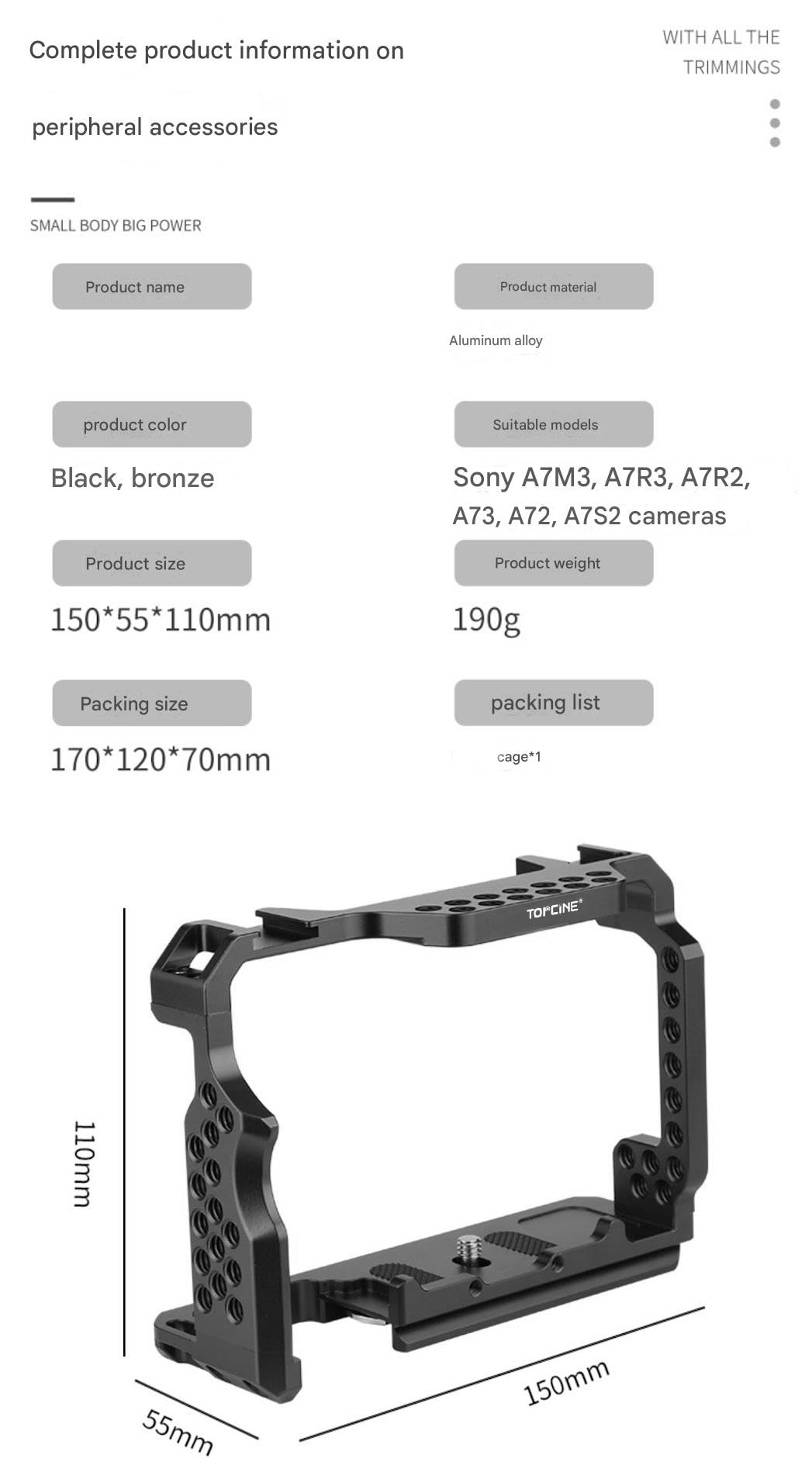 Amazon.co.jp: A7S2ケージ Sony Alpha A7II A7III A7RII A7RIII A7SII