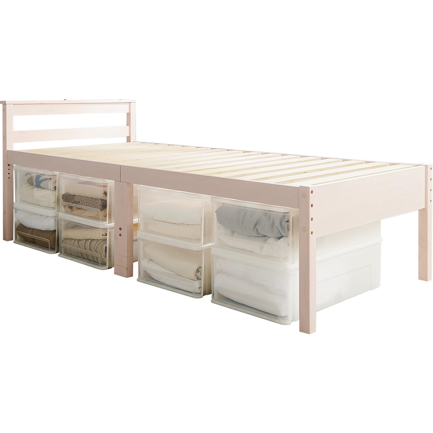 Amazon｜萩原(Hagihara) ベッド シングル 天然木 すのこ 宮棚  