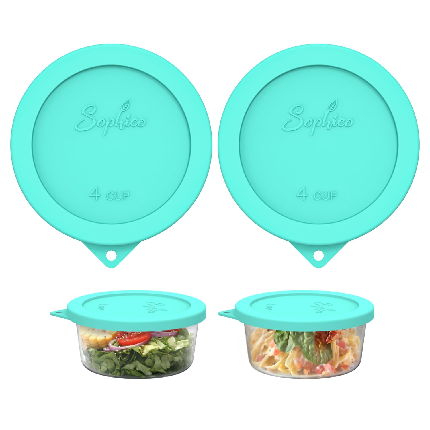 Sophico 4 Cup Round Silicone Storage Cover Lids Replacement for Anchor Hocking and Pyrex 7201-PC Glass Bowls (Container not Included) (Mint-2 Pack)