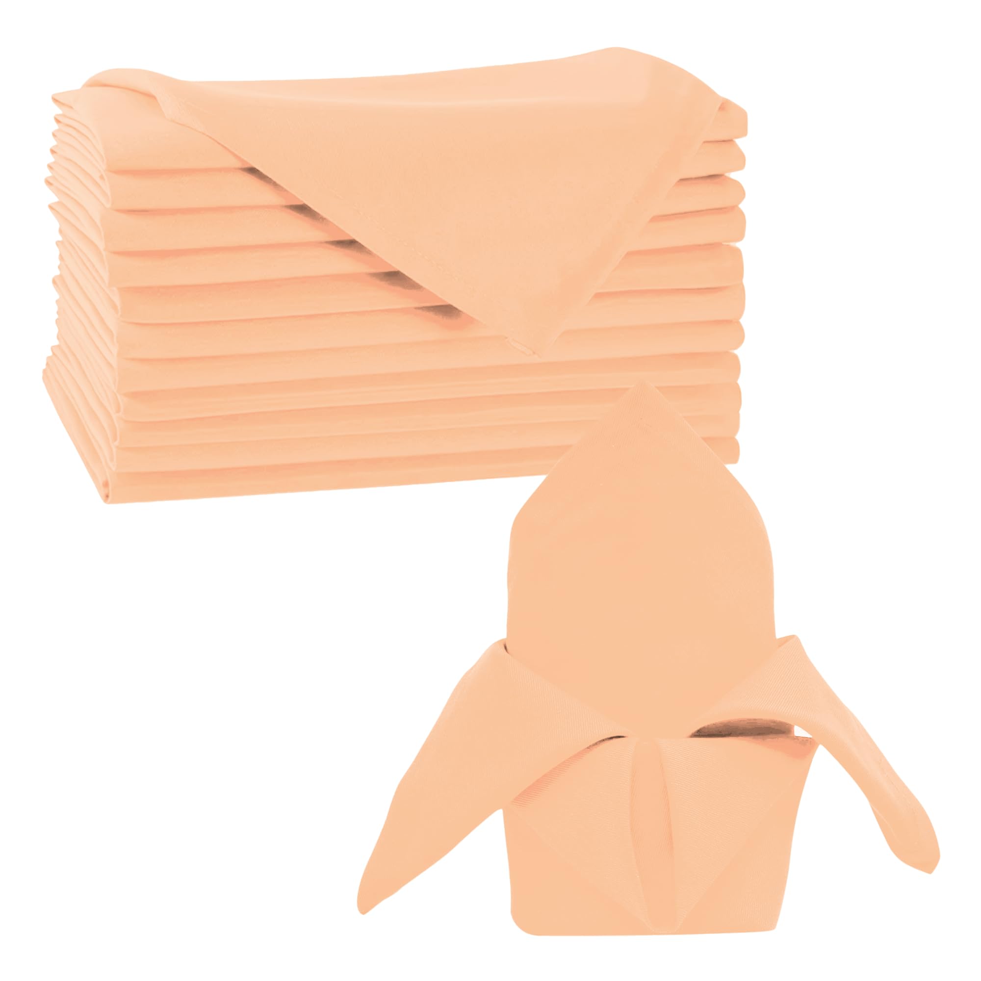 Trimming Shop 20 Inch Peach Polyester Table Napkins, 50x50cm Square, Reusable, Wrinkle-Resistant Cloth Napkins for Dinner Parties, Events, Weddings, Restaurants & Hotels, 100pcs — image 1