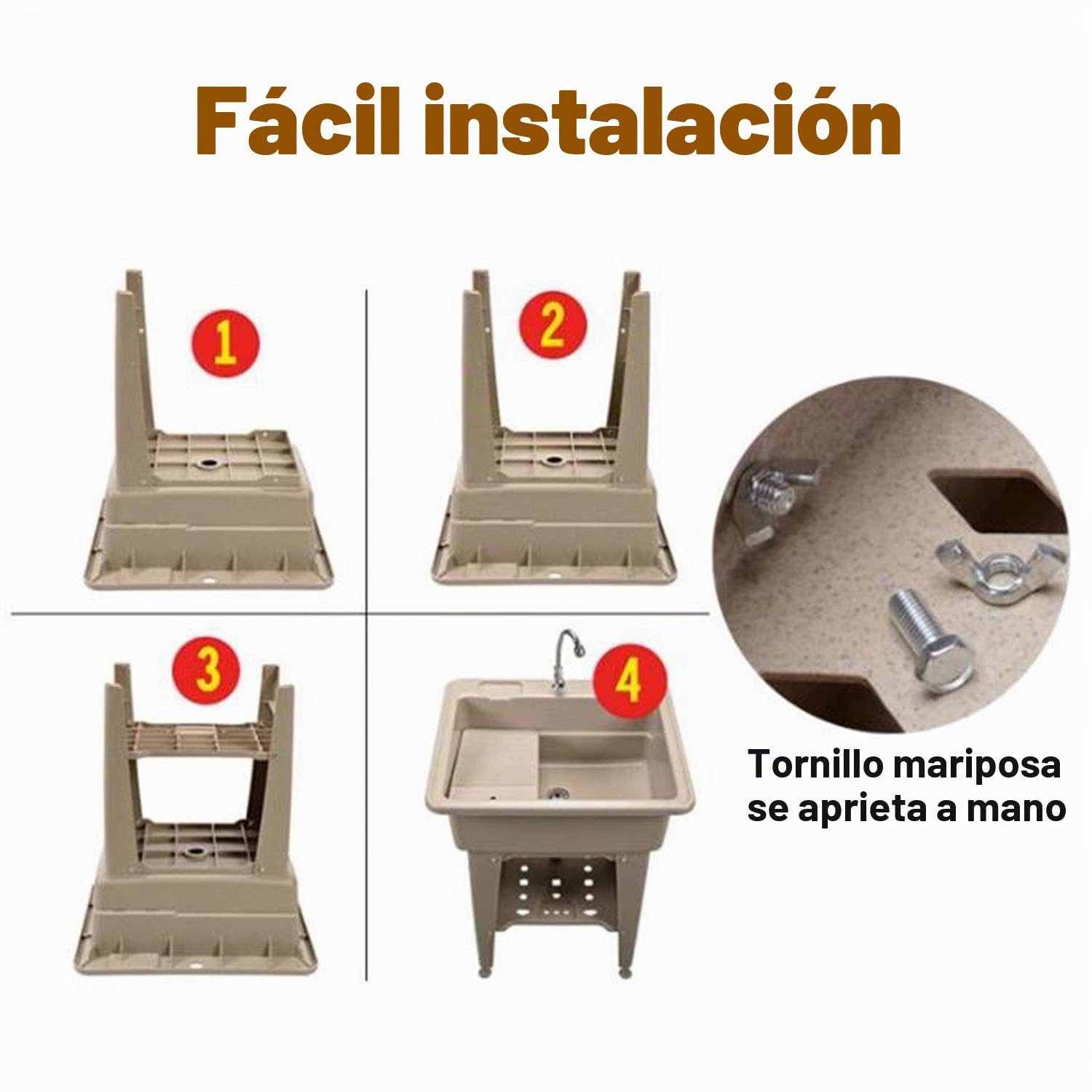 Fregadero De Plástico Independiente Para Lavandería, Fregadero Para Uso Interior Y Exterior Con Grifo De Agua Fría Y Caliente, Lavabo Para Limpieza De Baño, Piscina