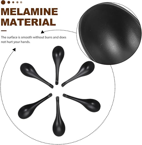 Miniatura 3 de Hemoton 6 cucharas de sopa de melamina de ramen, mango largo, color negro, ideal para el hogar, restaurante, hotel, 6.29 x 1.96 x 0.78 pulgadas