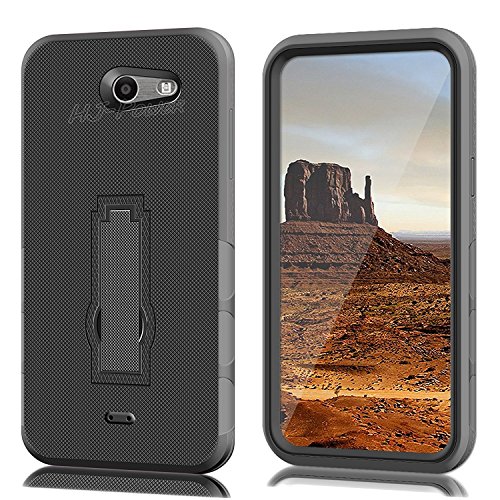 For Samsung Galaxy Rugby Pro I547 Hard Back Case + Holster Belt Clip Stand Black