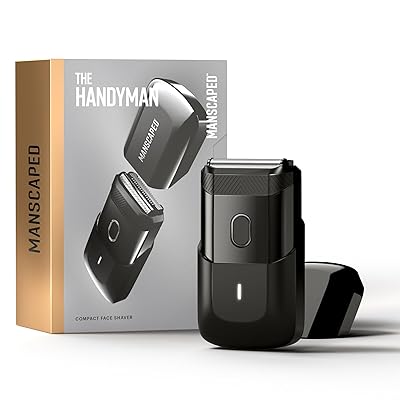 MANSCAPED® The Handyman™ Compact Face Shaver – Portable Men’s Travel Facial Hair Groomer, USB-C Rechargeable Razor, Electric Foil Face Shaver, Waterproof, Cordless, Dual-Action SkinSafe® Foil Blades
