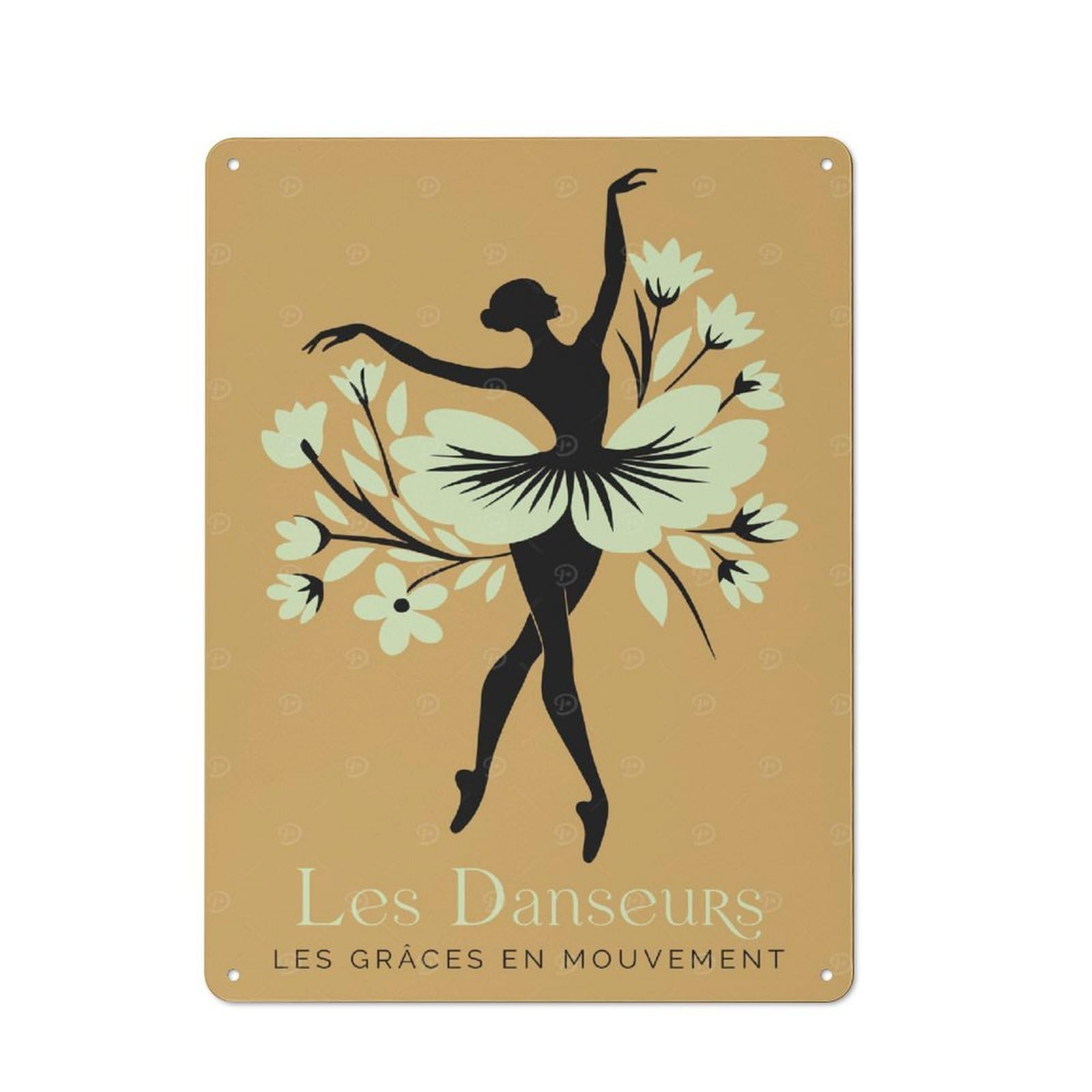 Junmoney Style-7 Ballet Dancer Silhouette With Floral Tutu Vintage Tin Wall Plaque 40X30cm For Home Bar Wall, For Vintage Wall Decor Fans, For Home Office And Studio Walls