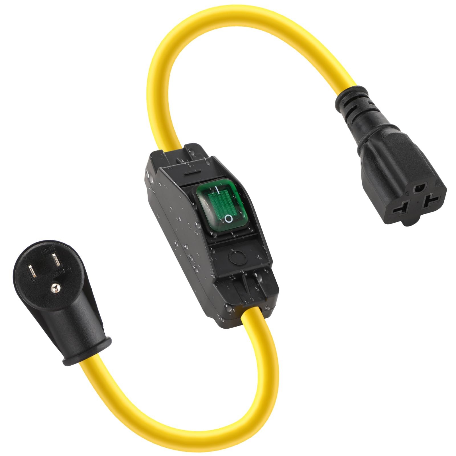 Kanayu 6.6FT SJTW 12AWG Outdoor Waterproof Extension in-Line On