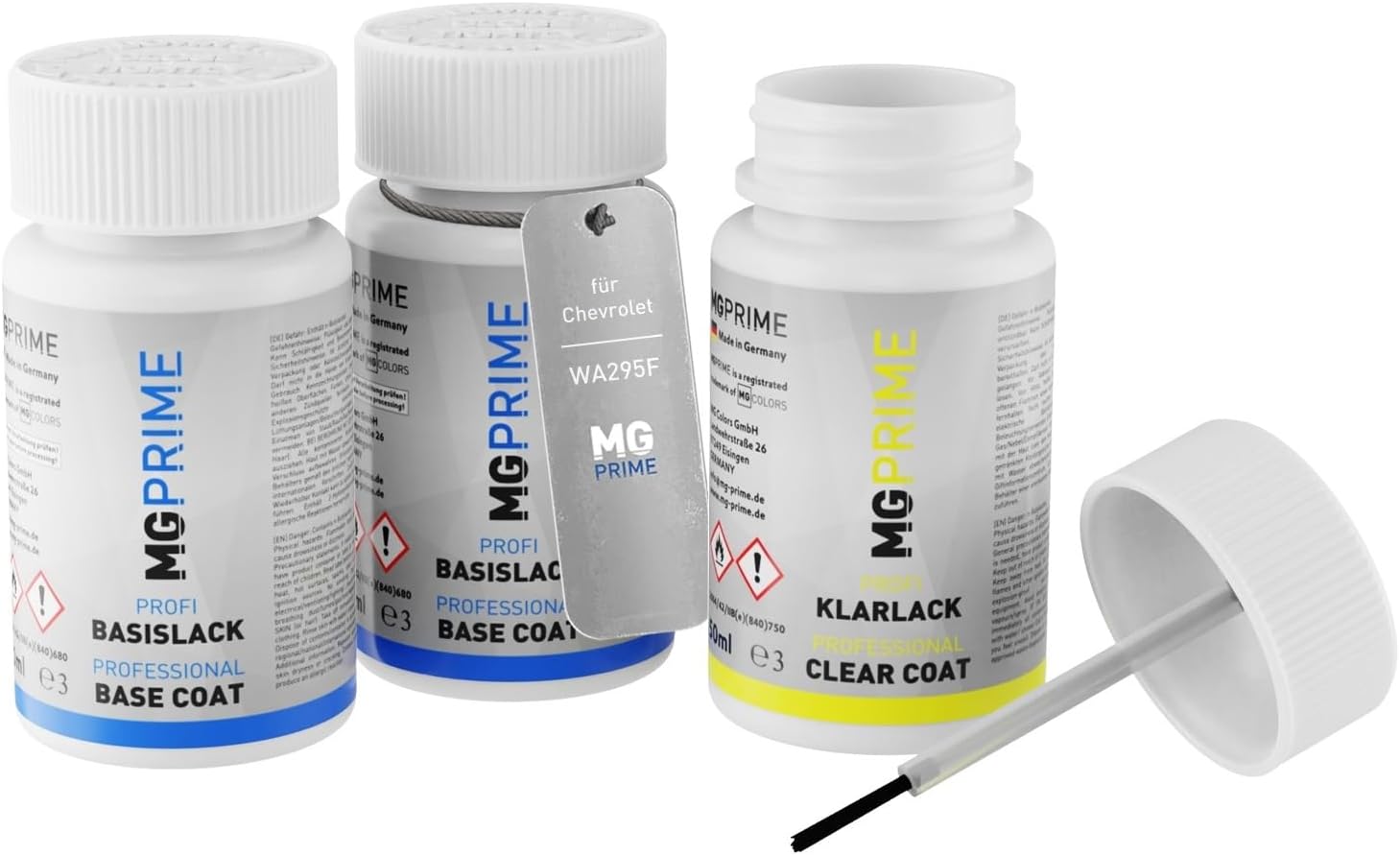 MG PRIME Car paint Touch-up pen set for Chevrolet WA295F Jinx Metallic 1 undercoat base coat clear coat 50ml each