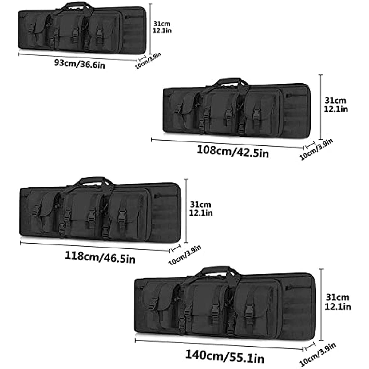 Bolsa de Rifle táctico Plegable,Funda para Fusil Airsoft Funda Escopeta Porta Caza Estuche de Rifle Doble Largo para Caza, Tiro, Pesca, Senderismo