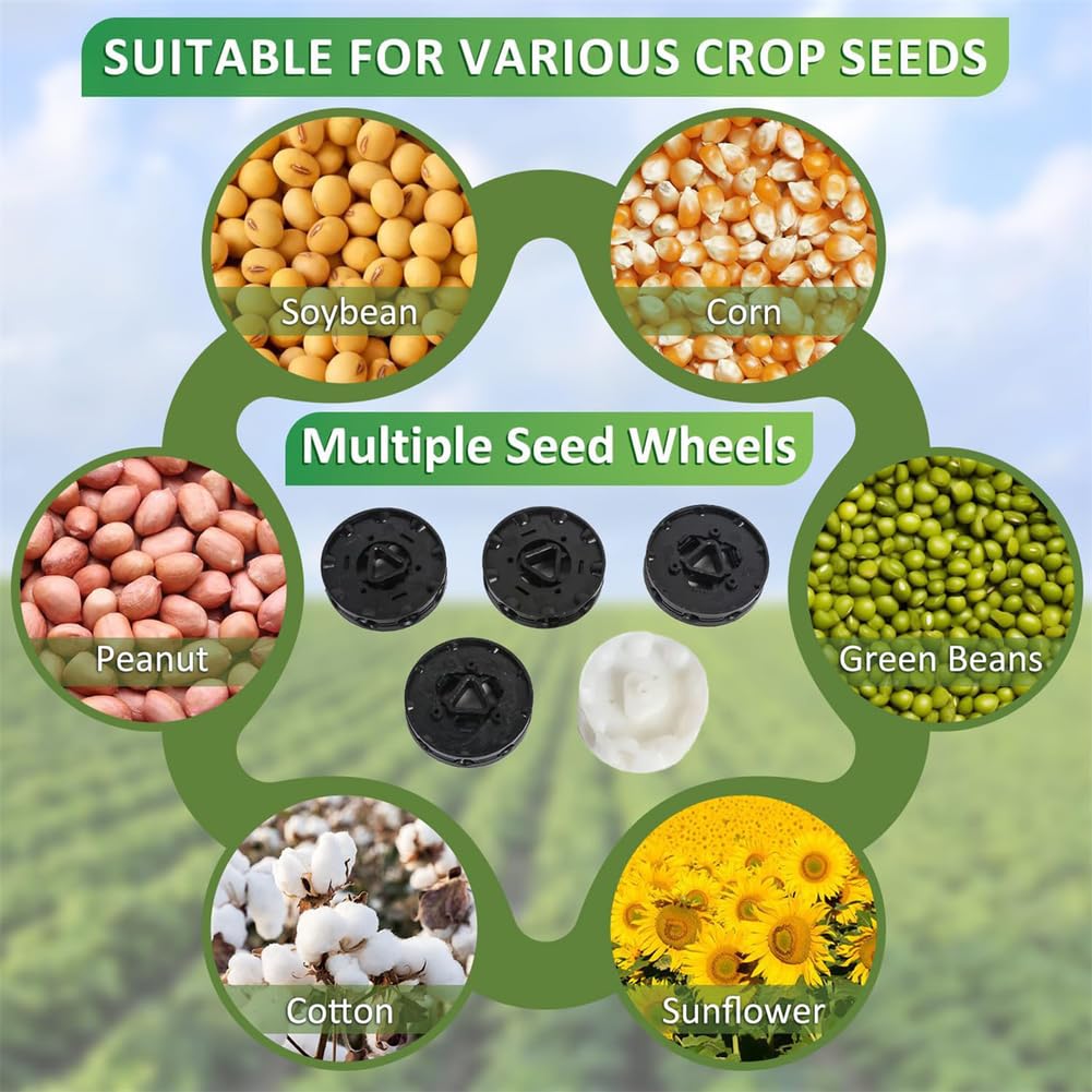 Sembradora Manual de precisión para jardín, con Rodillo y aplicador de Fertilizantes, para Soja, Cacahuete, maíz, algodón y Soja.,14 Holes