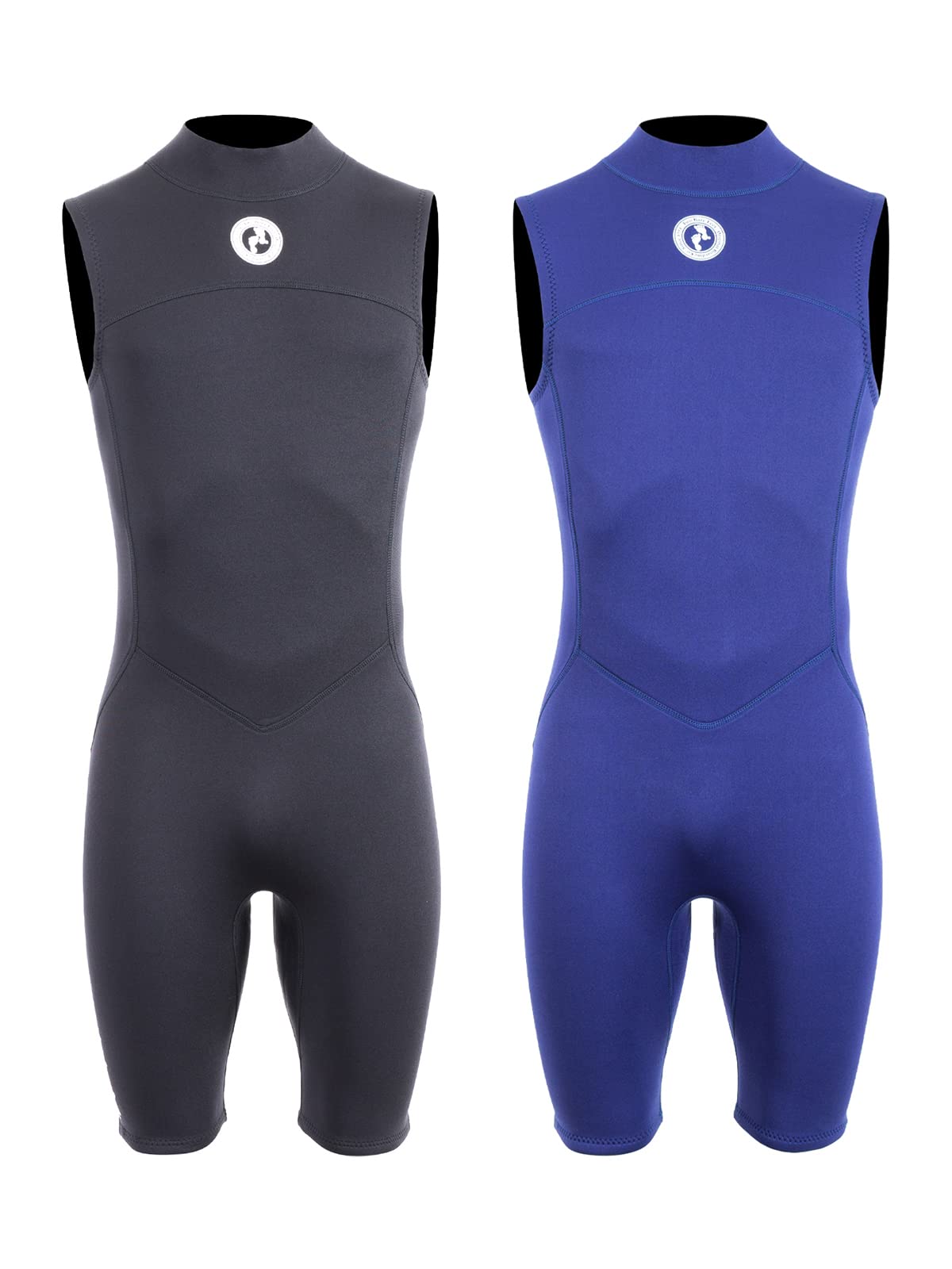 Two Bare Feet Mens Thunderclap 2.5mm Sleeveless Summer Shorty Neoprene Wetsuit for Swimming, Surfing and Watersports (Large, Navy)