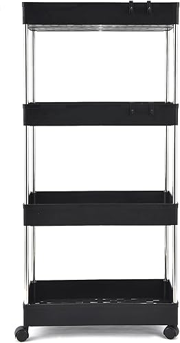 Carrito rodante de 4 niveles con ruedas carrito de almacenamiento con ruedas contenedores organizadores para organizar despensa dormitorio baño