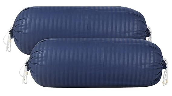 Kuber Industries Linning Design Cotton Bolster Cover|Ideal Size 16 x 32 Inch|Pack of 2 (Blue)-44KM0159