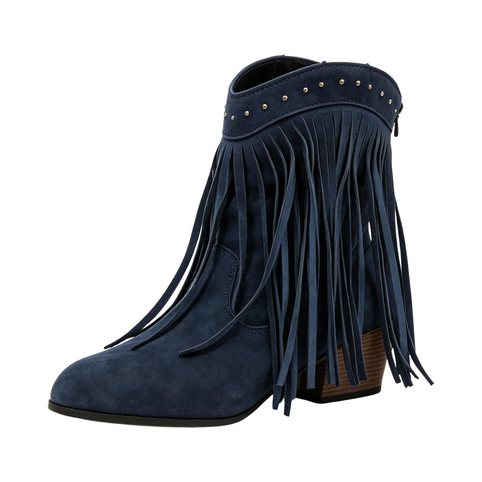 Botas por Encima de la Rodilla Botas de Media caña con tacón Grueso, Estilo Vaquero, Botines Western con Flecos.