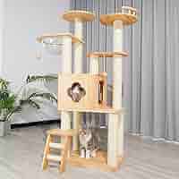 Amazon | キャットタワー 木製 キャット ツインタワー XYY-1 木