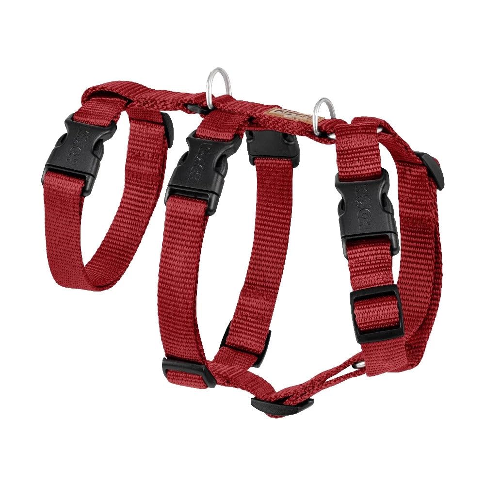 KOCH Sicherheitsgeschirr Comfort, mit Klickverschluss am Hals, Made in Germany, ausbruchsicher, Panikgeschirr Hund, Sicherheitsgeschirr mit Halsöffnung, Bordeaux/M | 50-72cm
