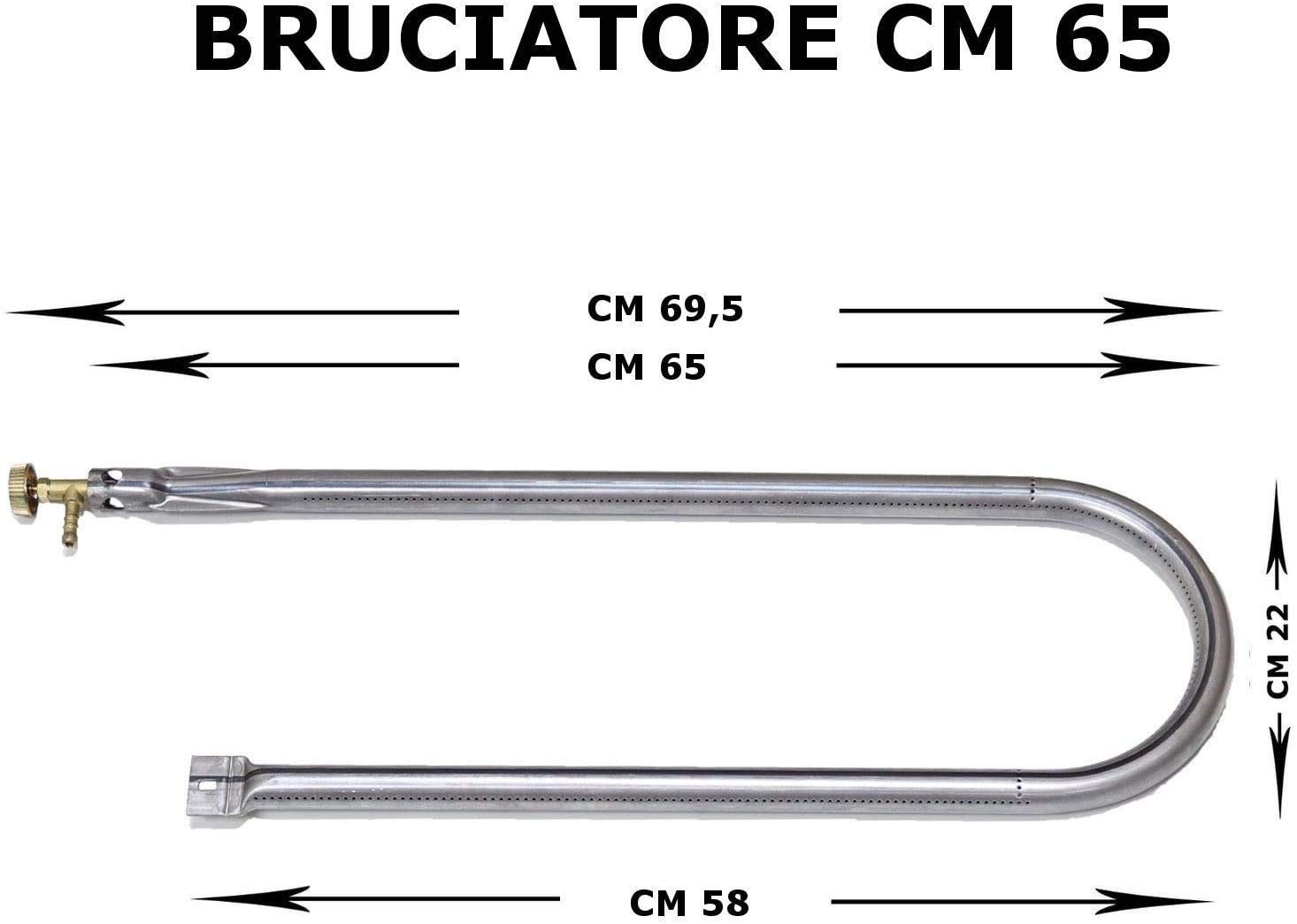 Bruciatore a Gas cm 65 a U ricambio universale per barbecue pietra ollare pietra lavica piastra ghisa (BRUCIATORE GAS GPL)