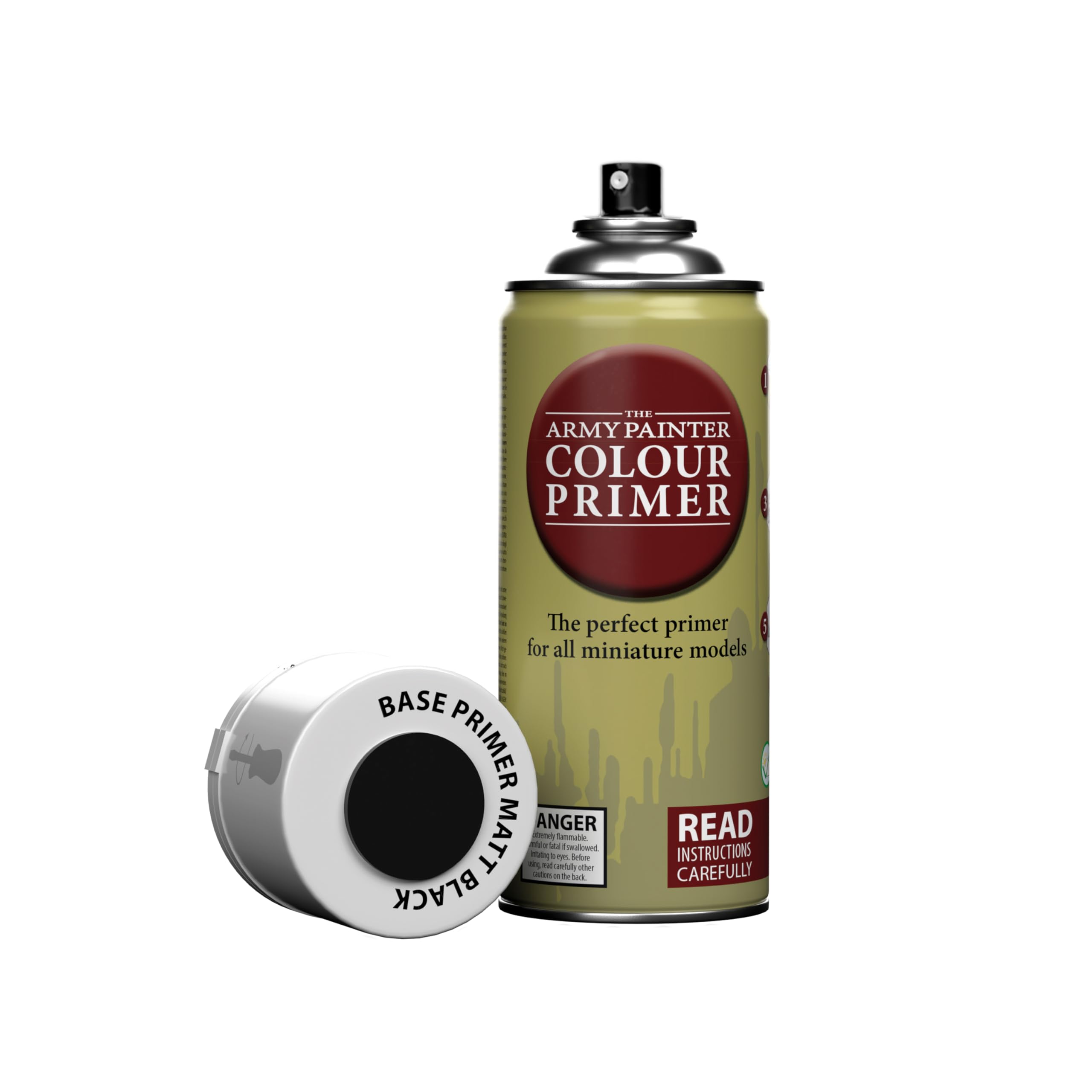 The Army Painter Base Primer Matt Black, 400 mL Acrylic Spray Primer, Spray Paint Basecoat for Miniature Priming, Tabletop Roleplaying, Boardgames, and Wargames Miniature Modelling