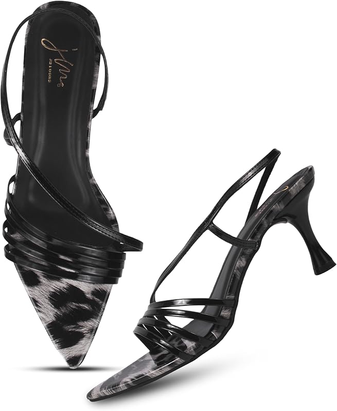 Strappy Black Stiletto Heels Women