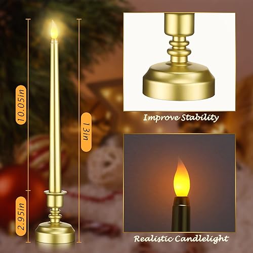 Miniatura 2 de Fumete 16 velas sin llama con base dorada, funciona con pilas, velas LED para decoración de Navidad, fiestas, hogar, boda, cenas, 16 unidades