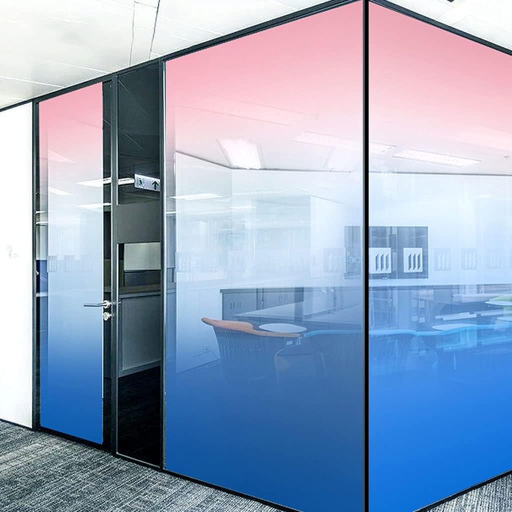 Window Clings Glass Film Color Gradient Office Static Stickers Glue-Free Atmosphere Decoration Two-Color Window Privacy Film Stickers Privacy Window Film(B,60 * 120 cm)