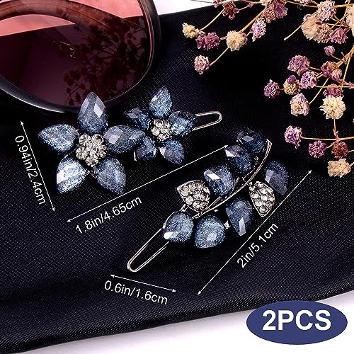 HINZIC 2Pcs Vintage Rhinestone Clips Barrettes Ink-Blue miniatura 3