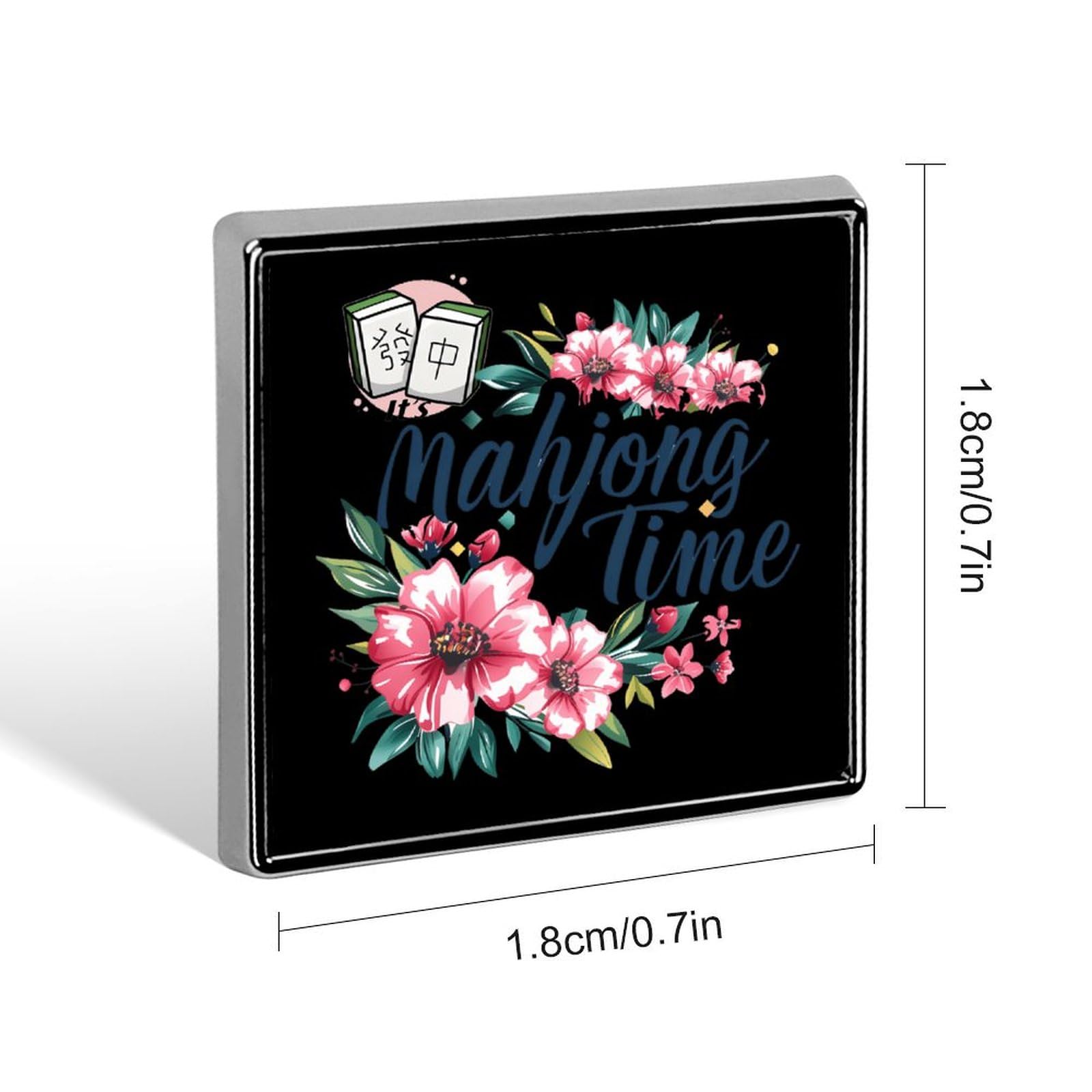 Its Mahjong Time Brooch Pins Cute Square Badge Collar Lapel Pins for Dress Jacket Accessories