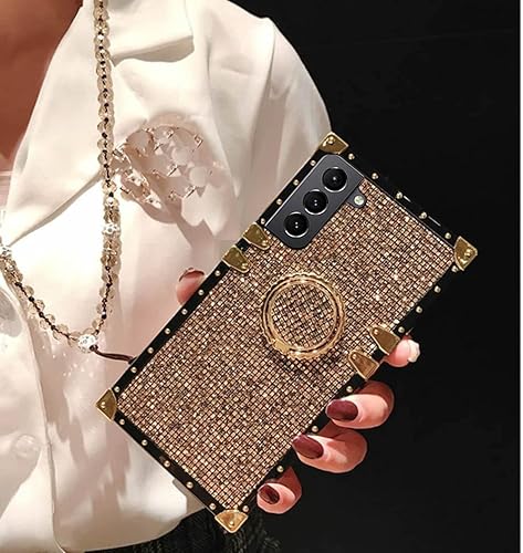 Miniatura 2 de Babemall - Funda para Samsung A14 4G 5G, con diseño retro y brillante, cadena de correa de cristal, resistente, a prueba de golpes, híbrida de