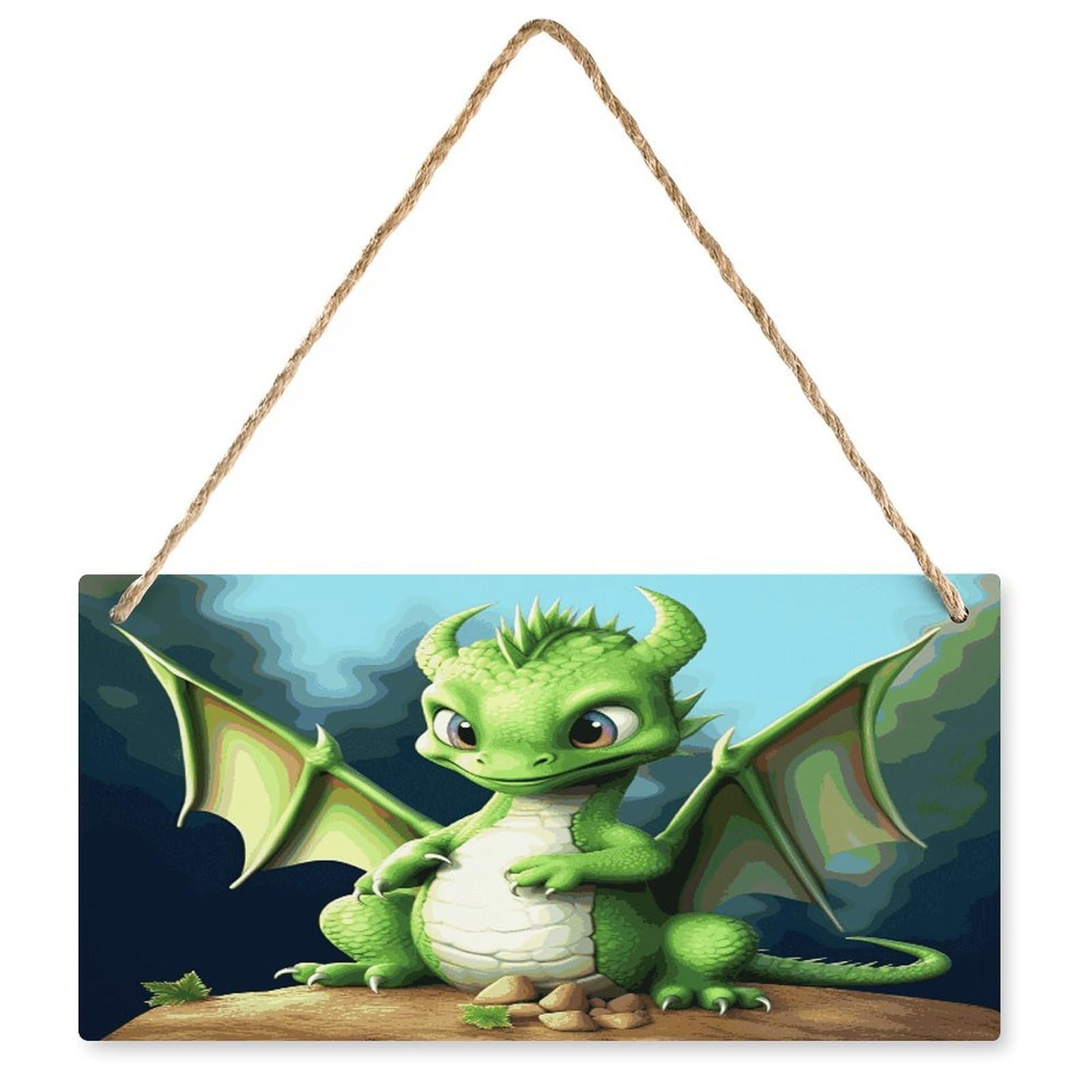 Fodpand Style Dragon Cute Wall Art Wooden Hanging Sign Decor, Artwork For Wall Decoration, Funny Plaque For Bedroom Kitchen Living Room Home Decoration 9.8 X 4.9 Inch