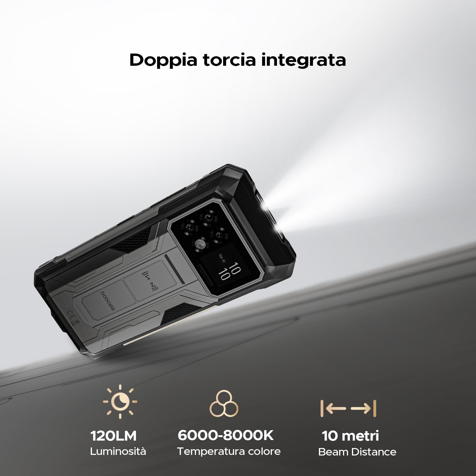 DOOGEE S200 Max 5G Rugged Smartphone Android 15, 1.3" IPS Rear Display, 6.72" 120Hz 36GB+512GB/TF 2TB Telefono Indistruttibile, 22000mAh/66W, Dual Light Flashlight, 108MP/Fingerprint/Face ID/OTG/NFC