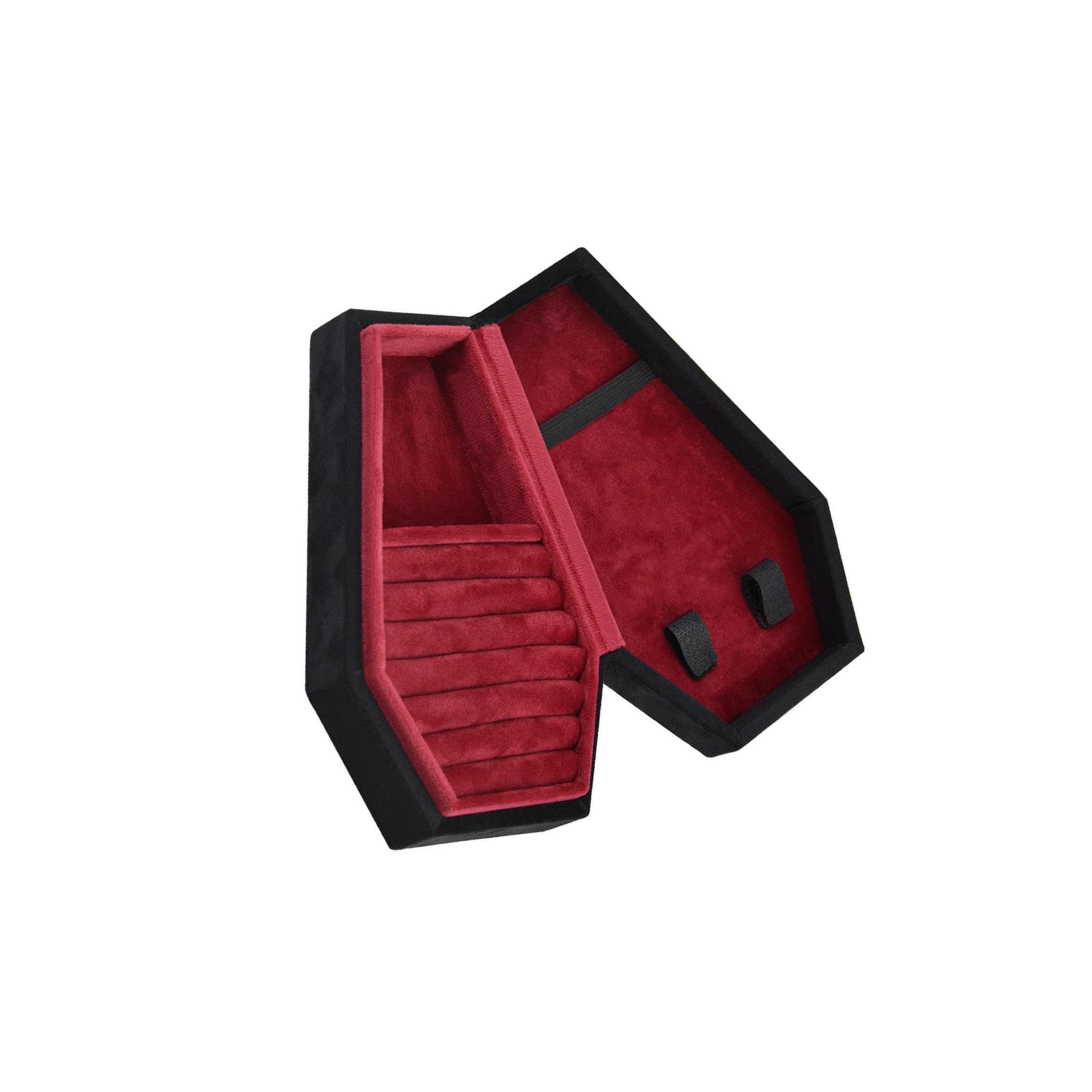 PIXZCSA Unique Decorative Velvet Jewelry Box Coffin Shaped Organizer Storing Favorite Halloween Accessories Wear Resistant Organizer Gothic Style Travel Case