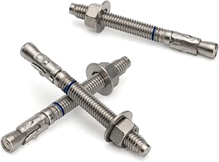 HROMIGRY 3/8" x 3-3/4" Stainless Steel Wedge Anchor Bolts for Concrete (25 Pack) - Heavy Duty Corrosion-Resistant