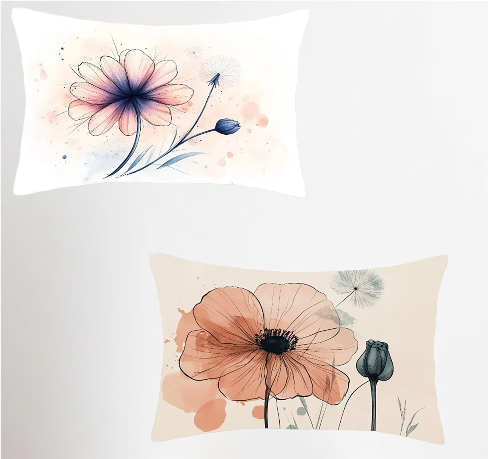 Federe Cuscino 60x80 Set di 2, Fiore Federe Cuscini Divano Velluto Morbido, Rettangolari Copricuscini 60x80cm Con Cerniera Invisibile, Copricuscino per Camera Casa Decorazioni, Nordico G-9184