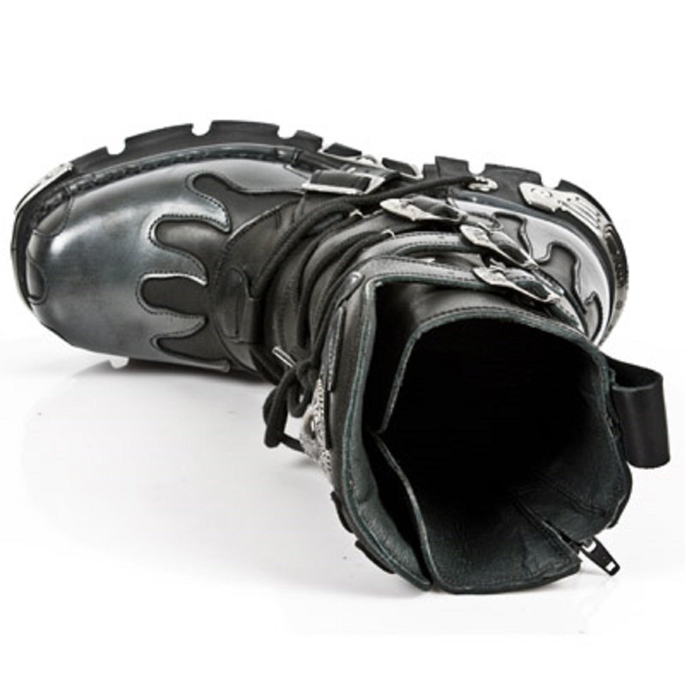 New Rock Metallic nero Pelle Stivali M.591-S2