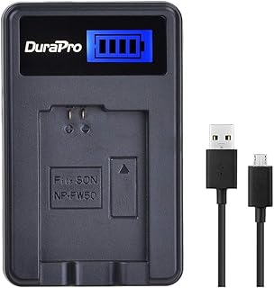 DuraPro Rapid LCD USB NP-FW50 Battery Replacement Charger Compatible for Sony NEX-5 NEX-5R NEX-5N NEX-3 NEX-3N NEX-7 NEX-C3 Alpha DLSR A33 DLSR A55 A7 II A7r A7s RX10 II Camera Batteries