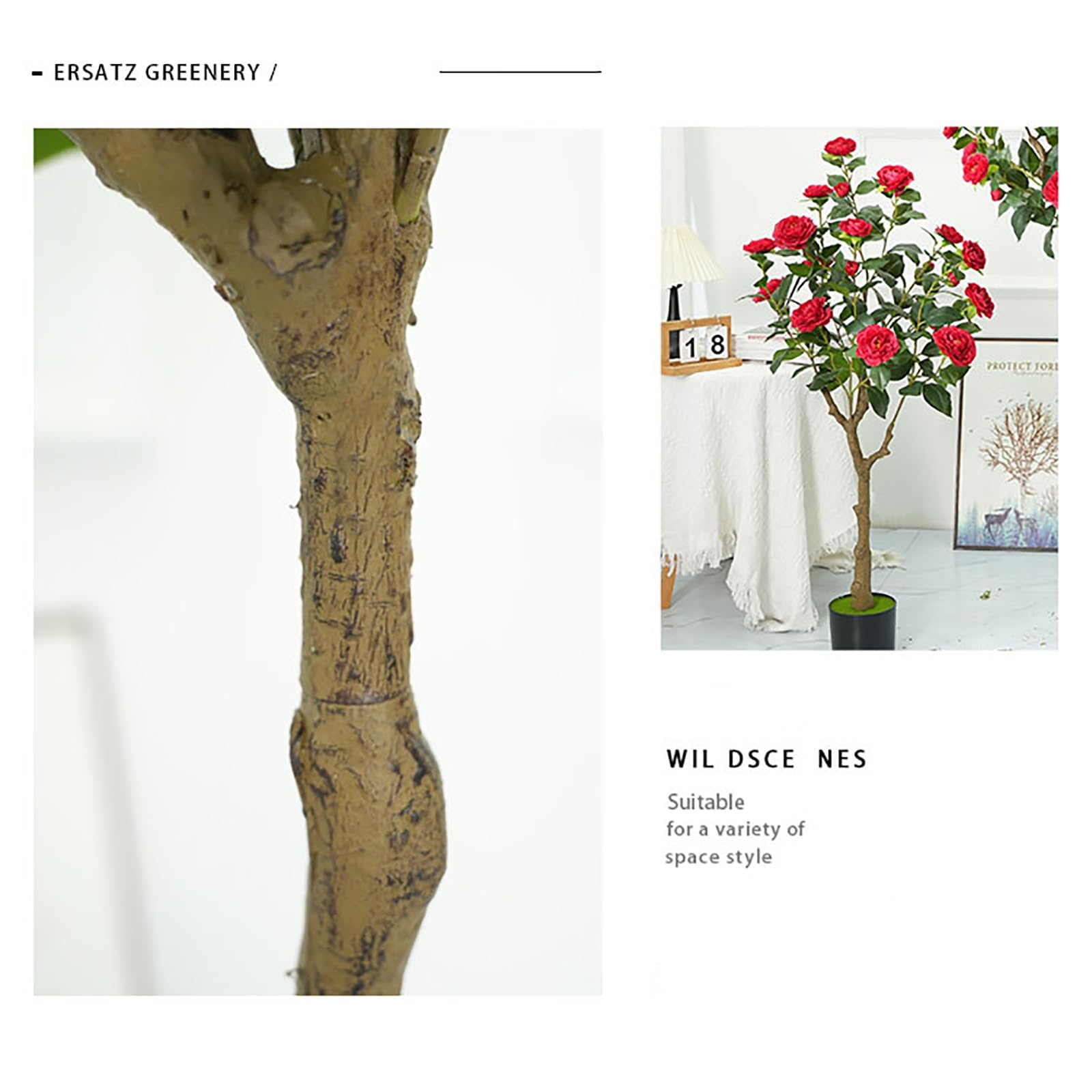 Albero Di Camelia Artificiale – Piante Finte Quasi Naturali For Interni, Facili Da Montare, For Decorazioni D'interni, Perfetti Alberi Di Natale Da Veranda(Yellow,90cm/35.4in)