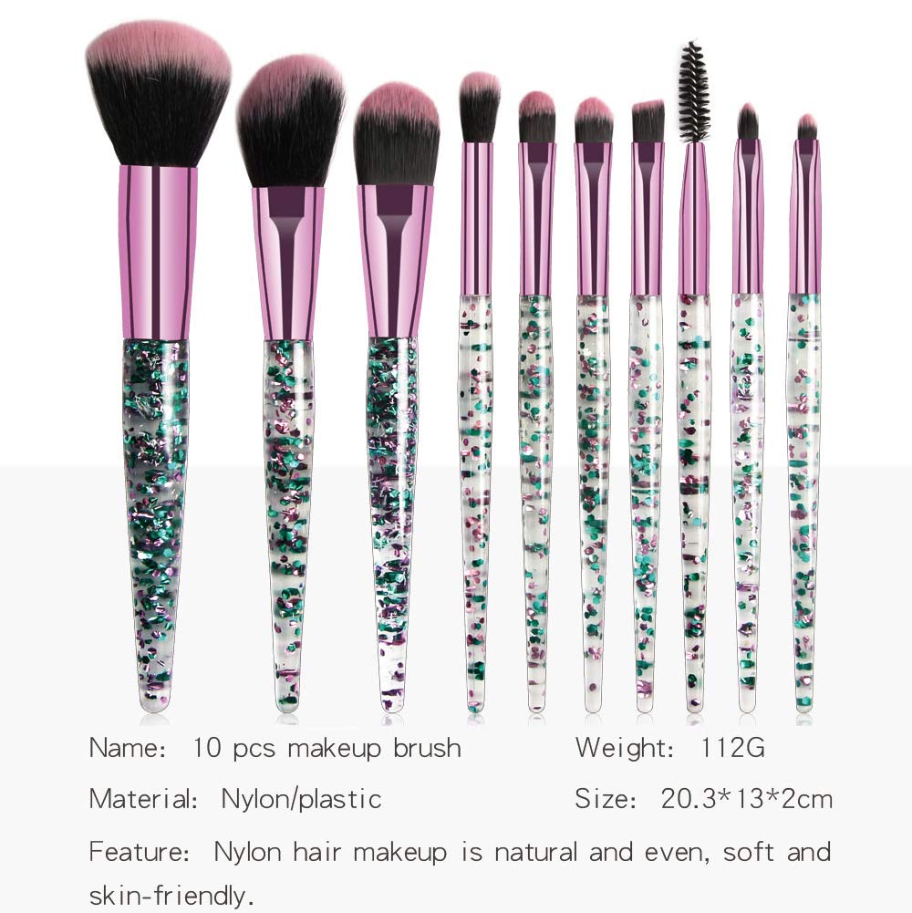 Jam Lee Makeup Brushes Set 10pcs Shiny Crystal Handle Soft Nylon Bristles Kabuki Makeup Brush Cosmetic Brushes Eyeshadow Eyeliner Blush Brushes (Red)