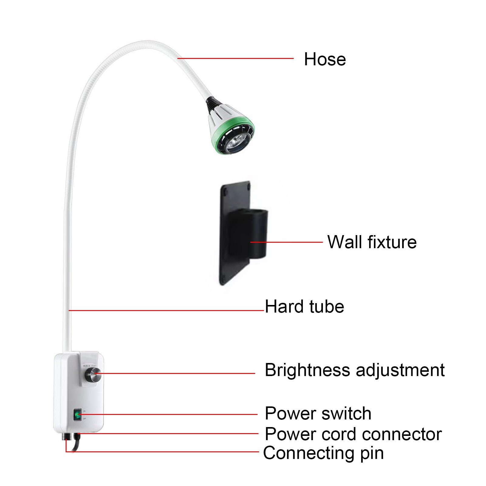 9 W Medizinische Untersuchungslampe, Wandmontierte Medizinische Untersuchungsleuchte, AC 90–240 V, LED-OP-Leuchte mit Einstellbarem Lichtfleck und Wandklemme, für Ambulante Dienste