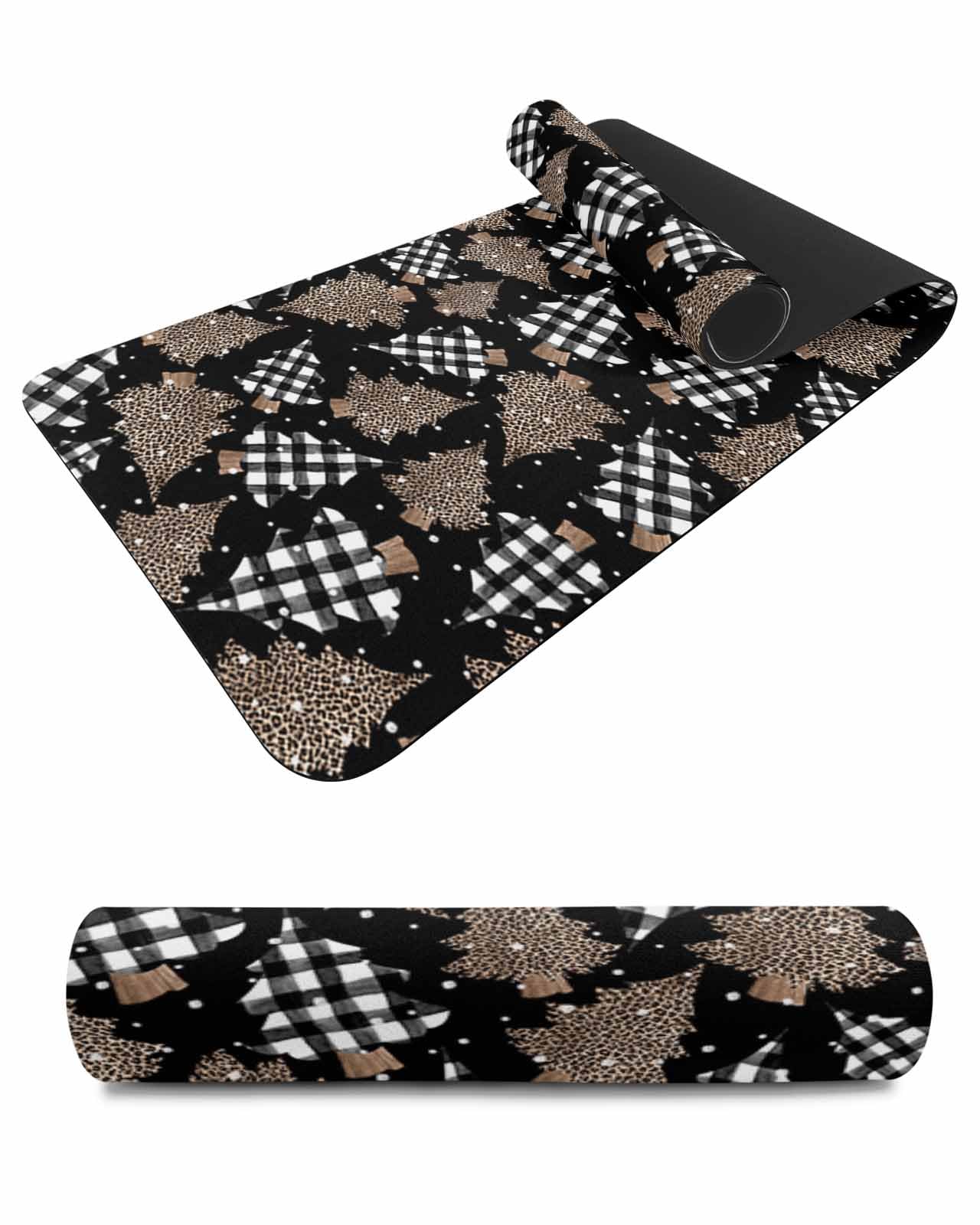 Debedcor Heat Proof Table Pads Waterproof Decorative, Black Plaid Christmas Trees Non-Slip Table Countertop Protector, Winter Holiday Xmas Trees Insulation Mat for Kitchen Room, 40 x 12 Inches