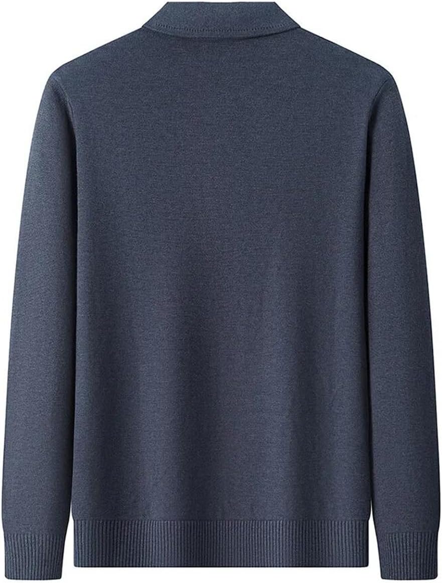 Vsadsau Men's Twisted Knit Polo Sweater Solid Long Sleeve Fall Business Casual Pullover Sweaters