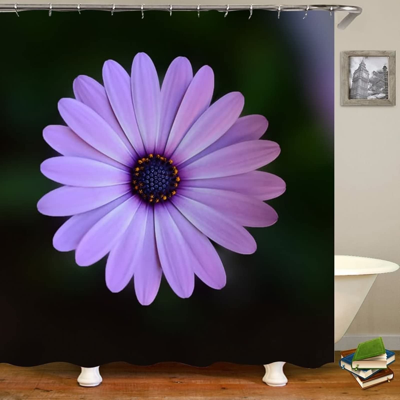 Rideau de douche fleur violette KnSam pour une ambiance spa à la maison