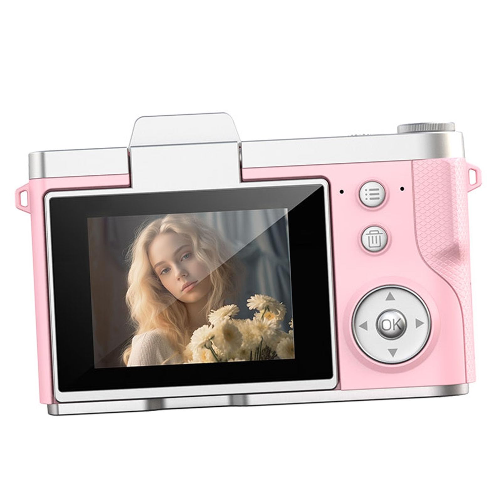 Fotocamera Digitale, Fotocamera per Vlogging con Zoom Digitale 8X, Video Ultra HD 1080P da 48 MP, Mirrorless con Schermo Ribaltabile da 2,4 Pollici Messa a Fuoco Automatica, Anti-vibrazione
