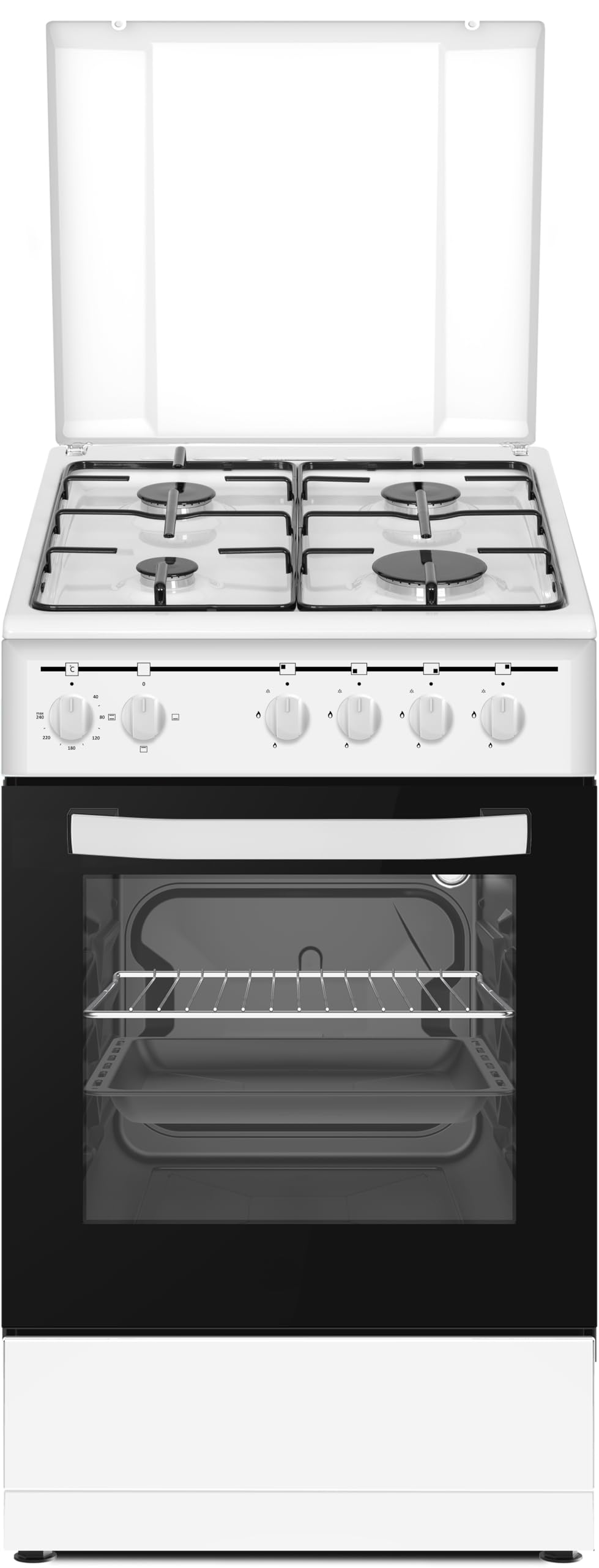 PKM GH4-50 EO AQ Stand-Gasherd – 50 cm, 4 Gaszonen, 3 Backofenfunktionen, Energieeffizienzklasse A