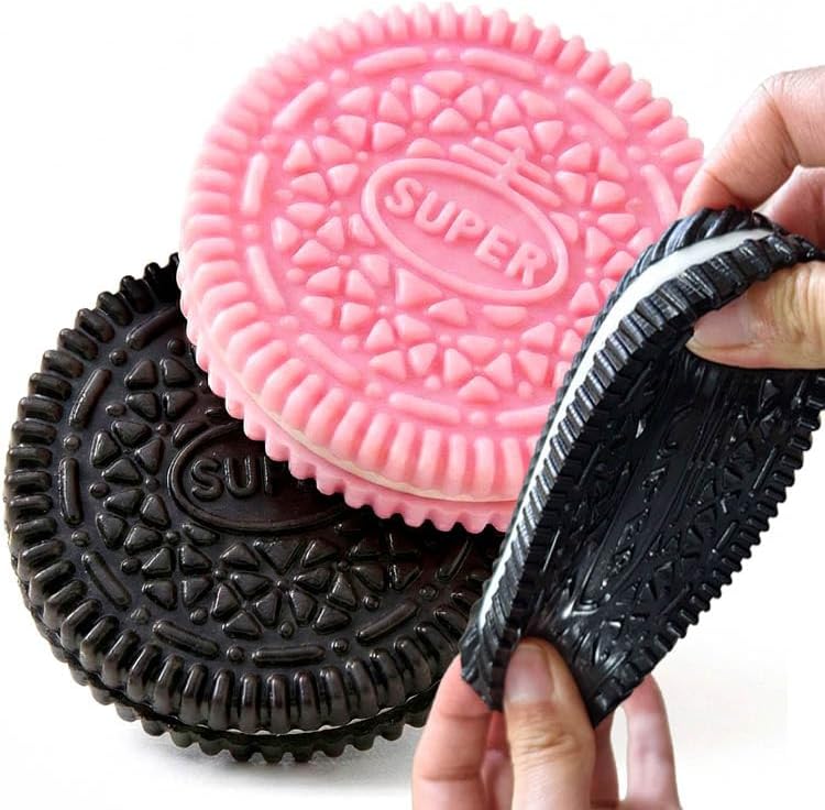 Taba Squishy Cookies - 2 Pack - Easter Basket Stuffer - Cute Squishy Toys - Squishies Fidget Toys for Girls & Boys - Mini Taba Squishys - Squishie Fidgets - Stress Relief Toy - Pink & Black